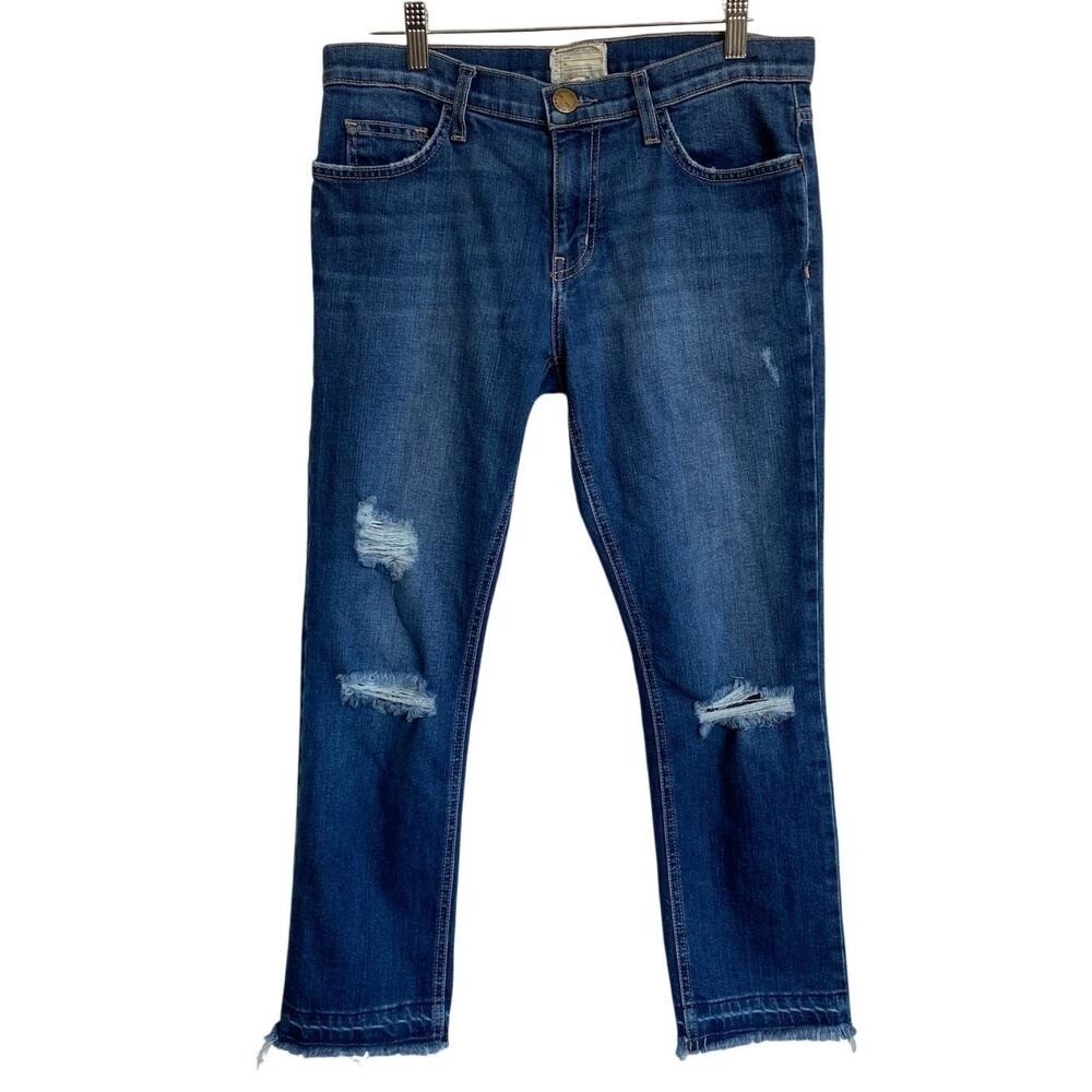 CURRENT/ELLIOTT The Cropped Straight Limitless Destroy Released Hem 27 Excellent - Picture 13 of 15